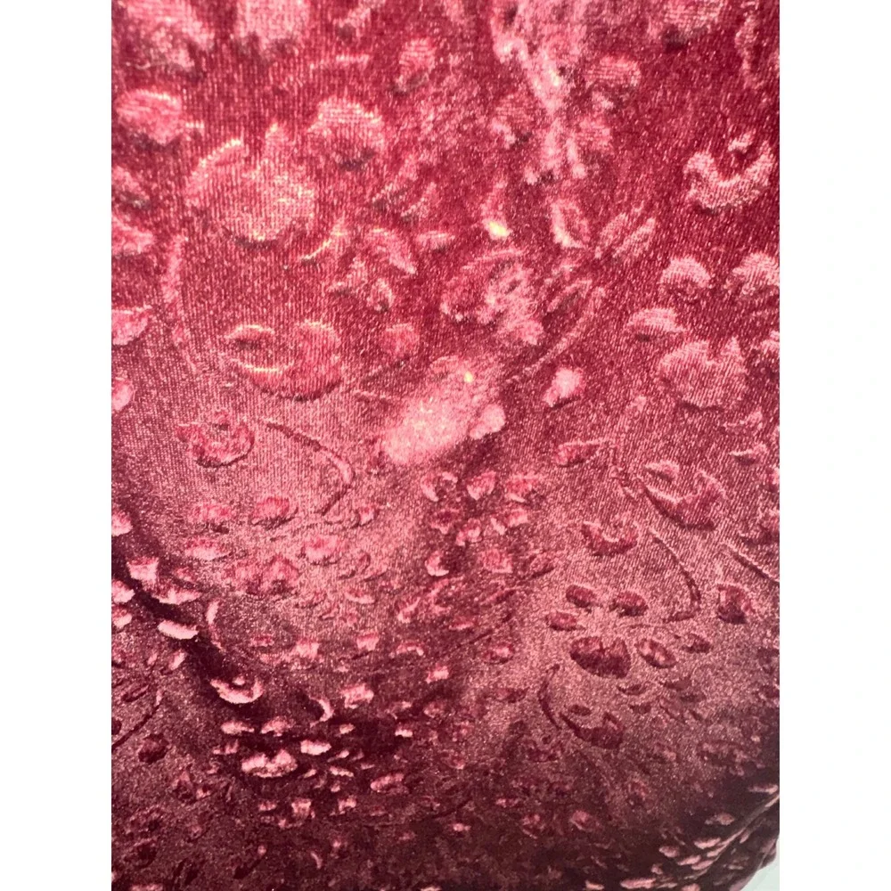 Cabernet Robe Women Medium Burgundy Crushed Velvet Floral Burnout Zip Front Maxi